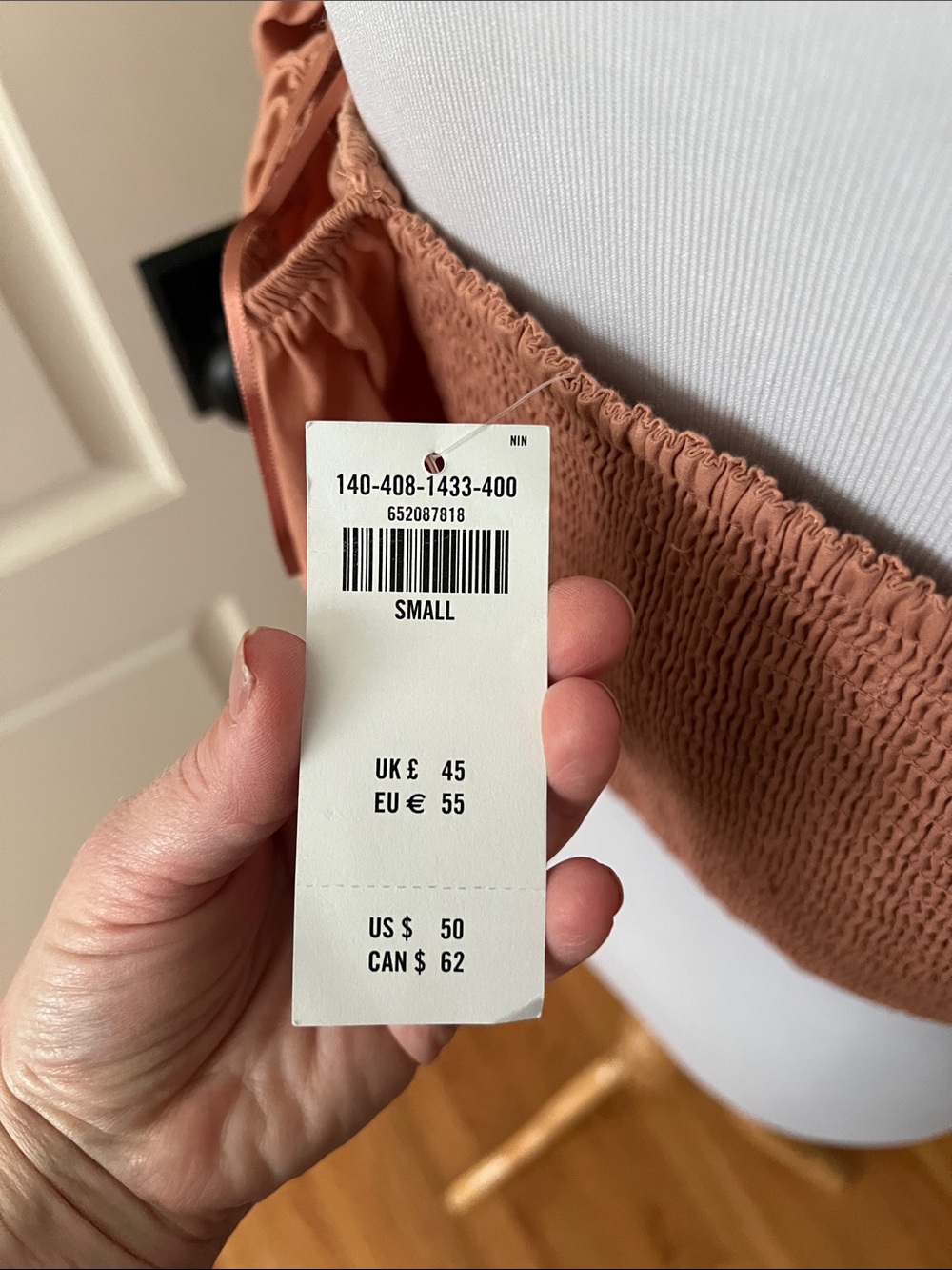 ABERCROMBIE & Fitch Blush Drama Puff Sleeve Poplin Top with O-Ring Small NWT - Picture 5 of 16